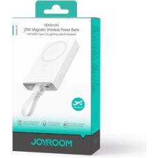 Joyroom Power Bank Magnetic Wireless charging, MagSafe 15W, C+Lightning. PD 20W, 10000 mAh with Type-C - Lightning cable, White (JR-PBM01)