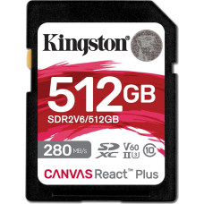 Kingston Karta Kingston Canvas React Plus SDXC 512 GB Class 10 UHS-II/U3 V60 (SDR2V6/512GB)