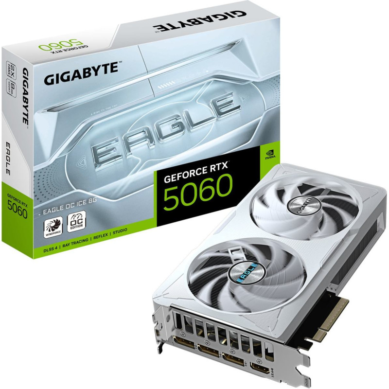 Gigabyte Karta graficzna Gigabyte GeForce RTX 5060 Eagle OC ICE 8GB GDDR7 DLSS4 (GV-N5060EAGLEOC ICE-8GD)