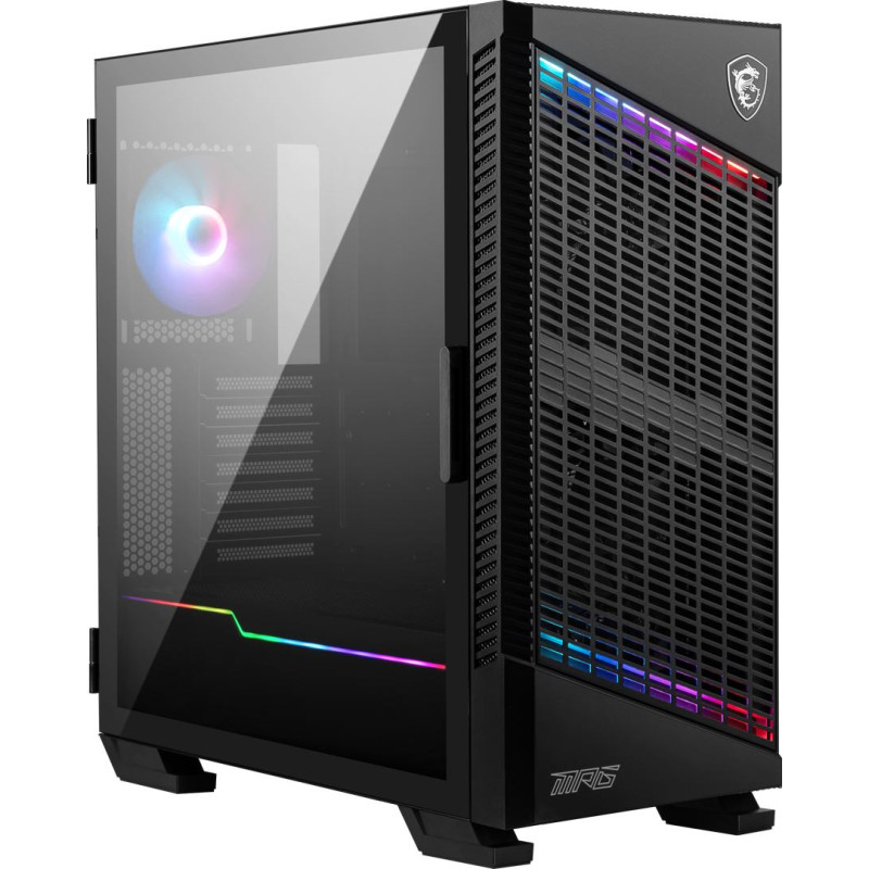 MSI MPG VELOX 100P AIRFLOW Mid Tower Gaming Computer Case 'Black, 3x 120mm Fan + 1x 120mm ARGB Fan, ARGB light strip, USB Type-C, 1x Tempered Glass, Center, E-ATX, ATX, mATX, mini-ITX'