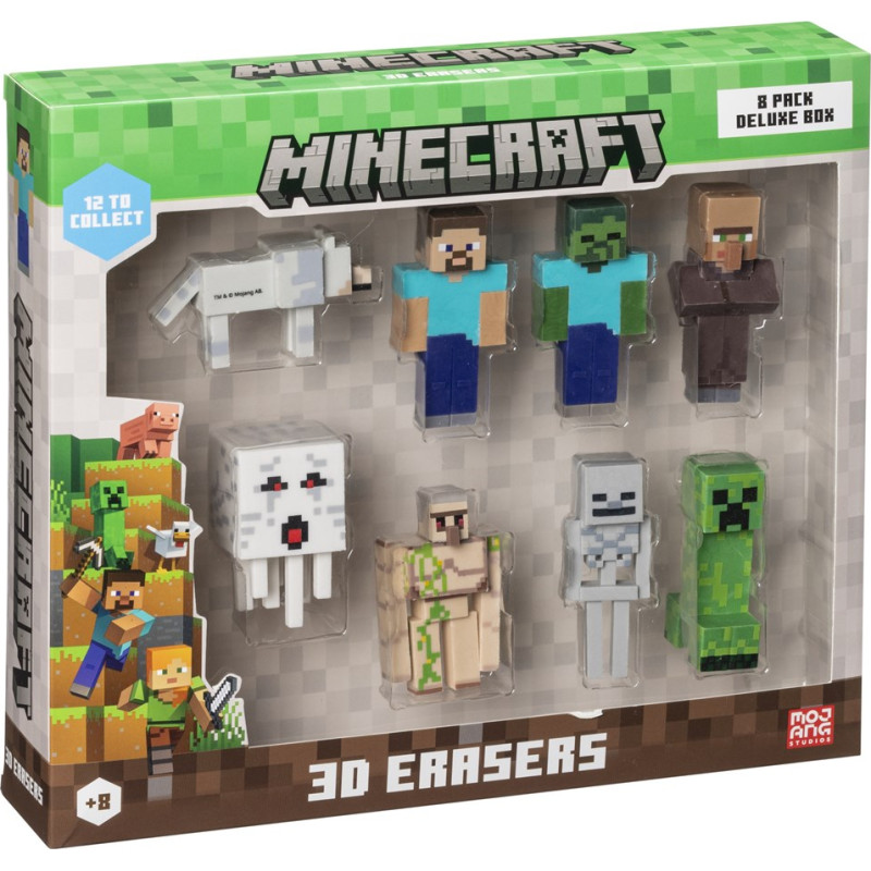 P.m.i. Kids World MINECRAFT 3D ERASERS - 8 PACK DELUXE BOX VER.A