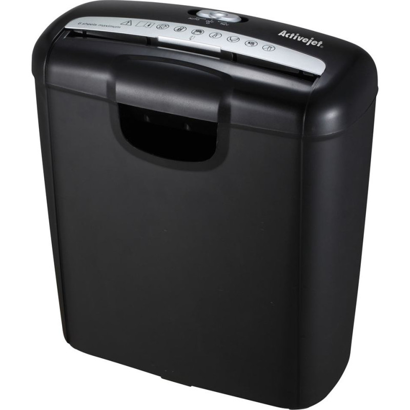 Activejet ASH-0601S shredder, P-2, 10 l, 6 mm shreds, 6 sheets, black.